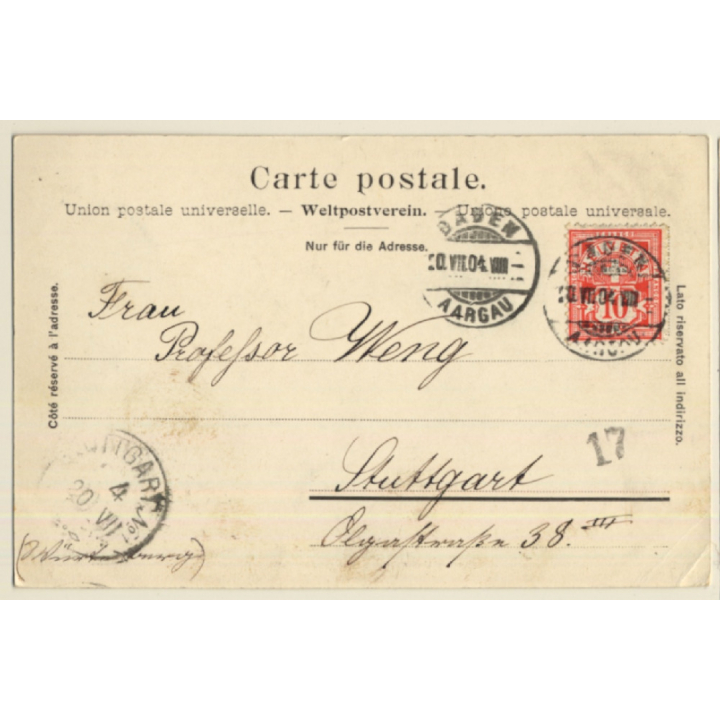 Baden / Switzerland: Blick Von Der Badstrasse (Vintage PC 1904)