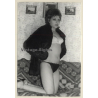 Shorthaired Semi Nude In Lingerie & Fur Coat *2 / Wallpaper (Vintage Photo GDR ~1980s)