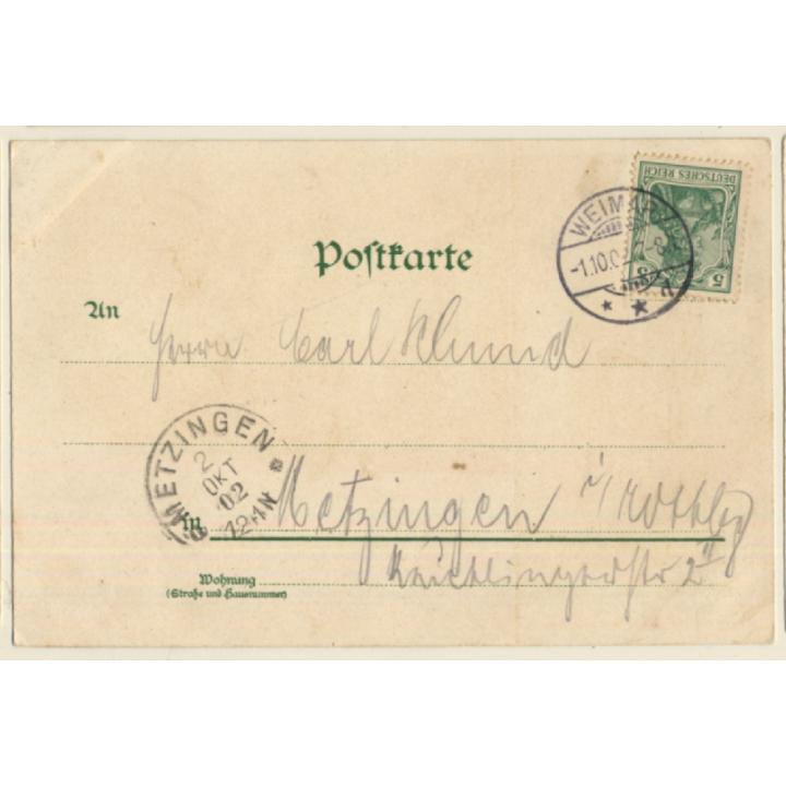 Weimar / Germany: Goethe & Schiller Denkmal - Goethe Haus (Vintage PC 1902)