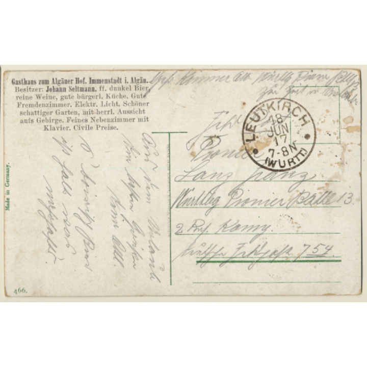 Smoking & Drinking Kids In Traditional Garb / Allgäuer Hof (Vintage PC 1917)