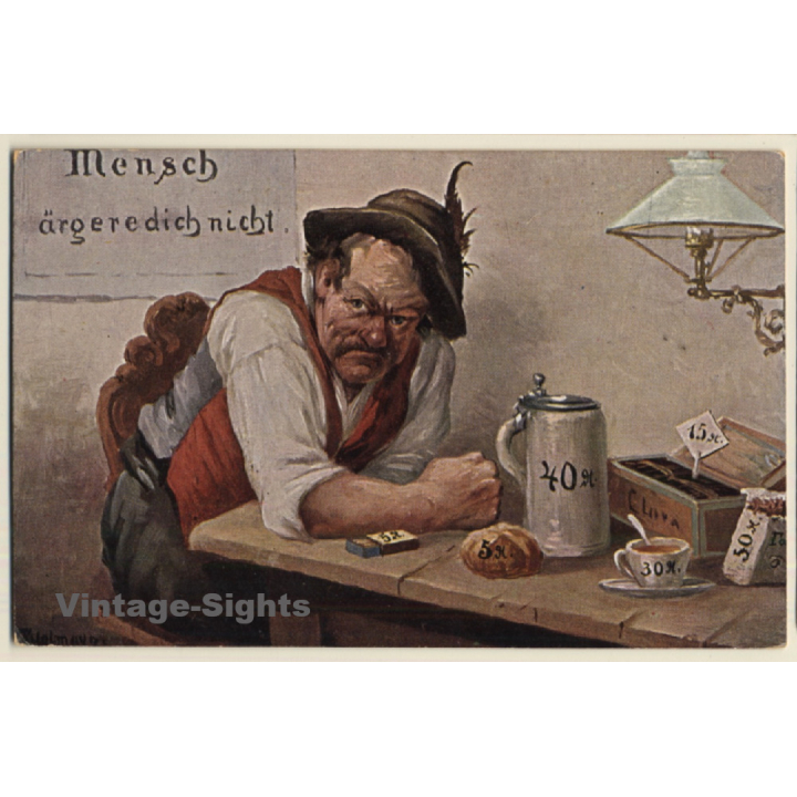 Max Kuglmayr: Mensch Ärger Dich Nicht / Beer Mug (Vintage PC 1918)