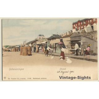 Scheveningen / Netherlands: Strand / Beach Scene (Vintage PC 1902)