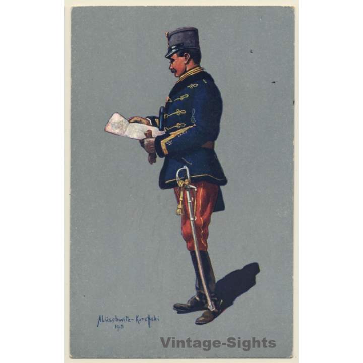 Lüschwitz-Koreffski: Oest.-Ung. Husarenstabsoffizier In Felduniform (Vintage PC 1910s)