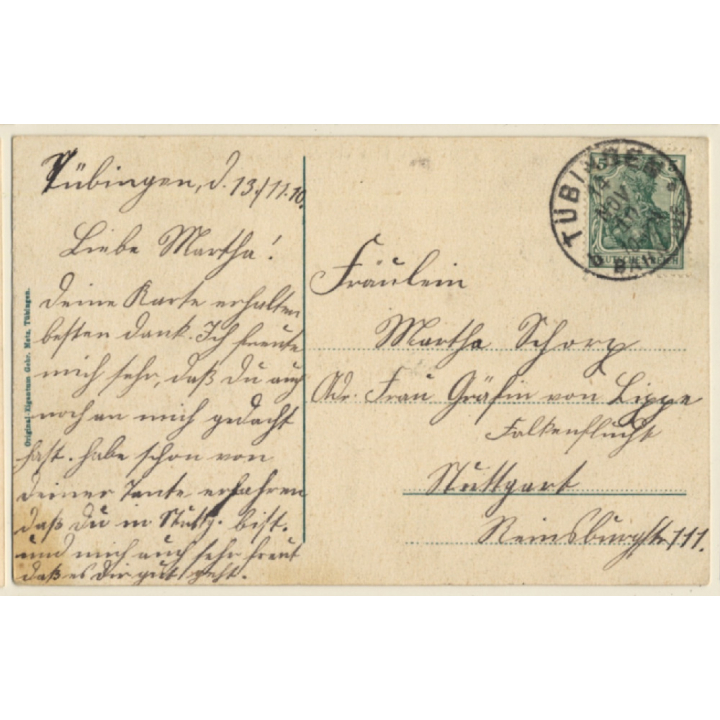 Tübingen: Blick Von Der Alleenbrücke (Vintage PC 1910)