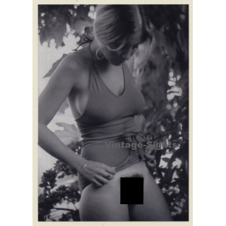 Erotic Nude Study: Natural Blonde In Tank Top (B/W Photo ~2000s)