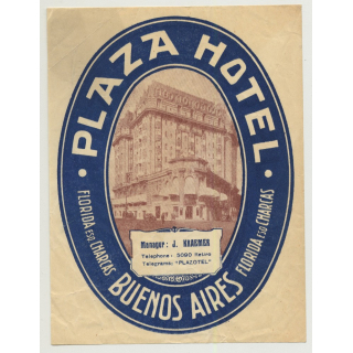 Plaza Hotel - Buenos Aires / Argentina (Vintage Luggage Label)