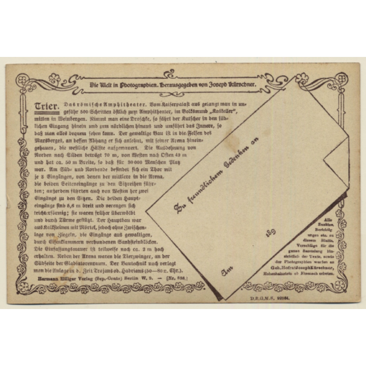 Trier: Das Römische Amphitheater / Hermann Hillger Verlag (Vintage RPPC 1898)