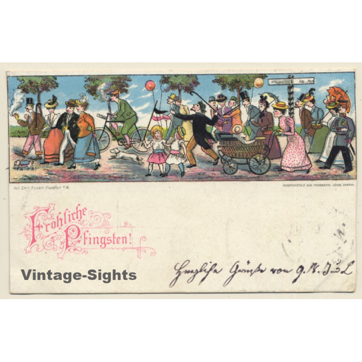 Fröhliche Pfingsten / Happy Pentecost (Vintage Litho PC 1898)