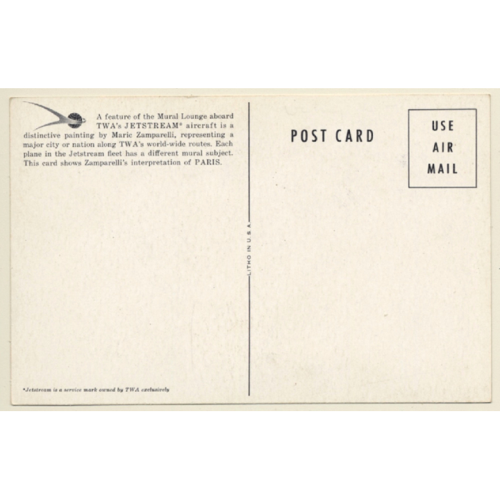 Marie Zamparelli: TWA Jet Stream - Paris / Aviation (Vintage PC 1960s)