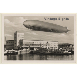 Friedrichshafen / Germany: Luftschiff Graf Zeppelin - Hafenbahnhof (Vintage RPPC ~1930s)