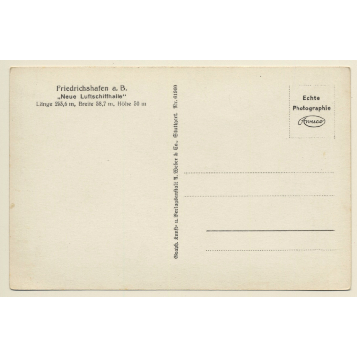 Friedrichshafen / Germany: Neue Luftschiffhalle - Graf Zeppelin (Vintage RPPC ~1930s)