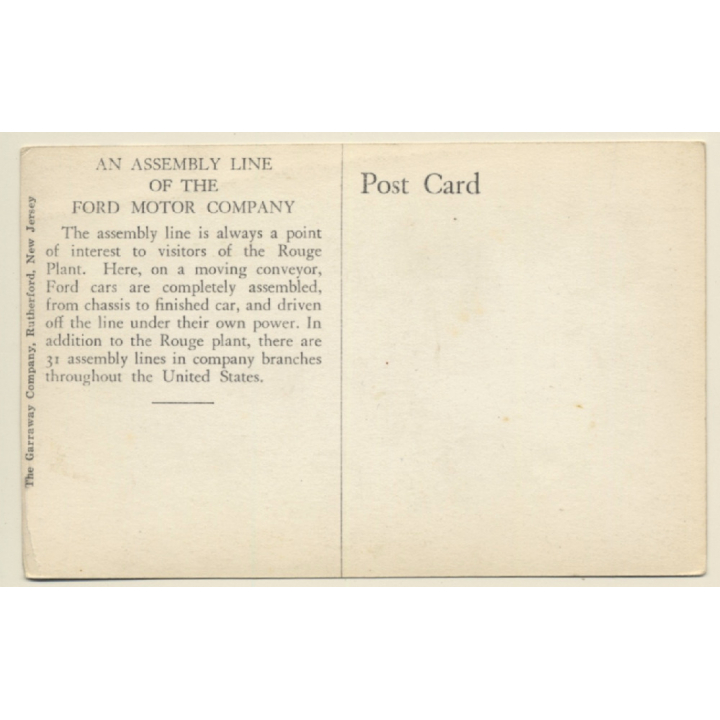 Dearborn / USA: Assembly Line Of Ford Motor Company (Vintage RPPC 1920s/1930s)