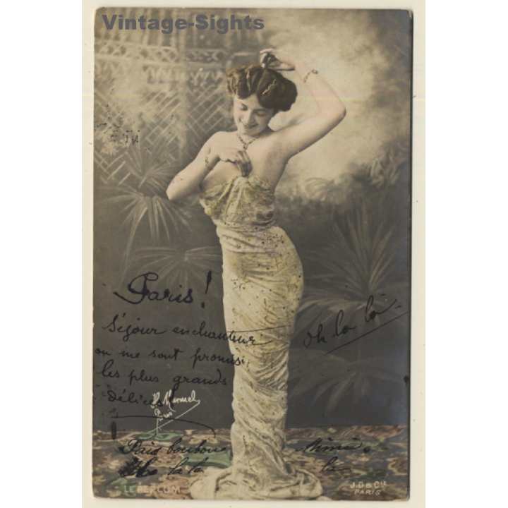 H. Manuel - Paris: Le Peplum / Showgirl Flashes Breast - Risqué (Vintage RPPC 1904)