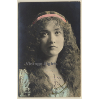 Portrait Of Longhaired Pretty Girl (Vintage Hand Colored RPPC 1903)