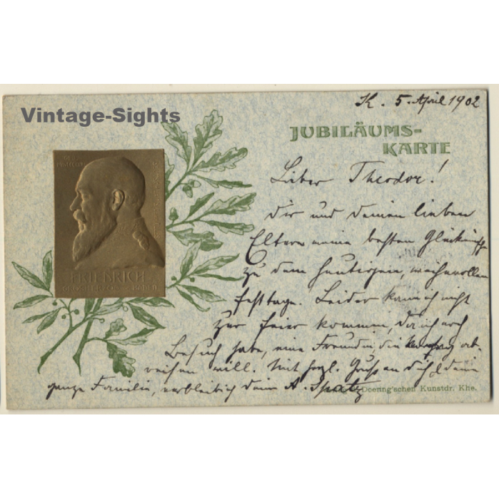 Friedrich Grossherzog Von Baden / Jubiläum (Vintage Embossed PC 1902)