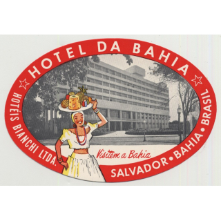 Hotel Da Bahia - Salvador / Brazil (Vintage Luggage Label)