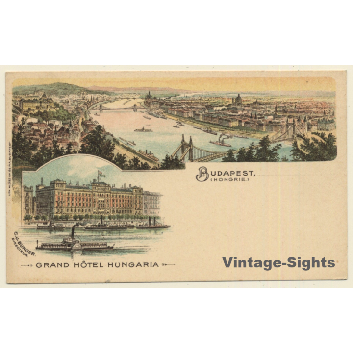 Budapest / Hungary: Grand Hotel Hungaria (Vintage PC Litho 1900s)
