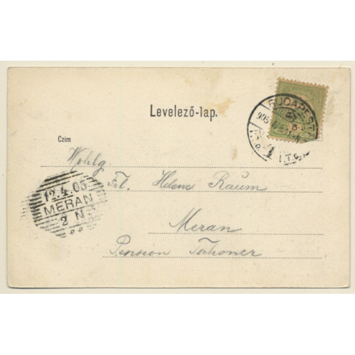 Budapest / Hungary: Lánezhid - Kettenbrücke (Vintage PC 1905)