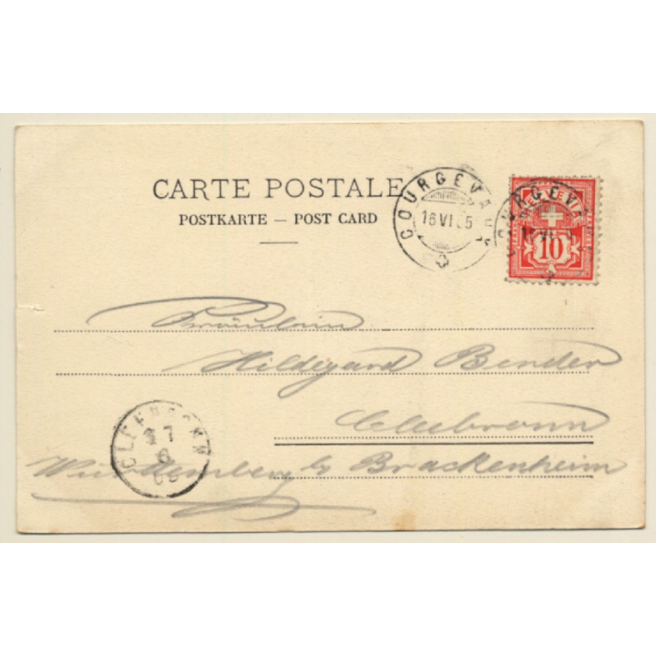 Morat - Kanton Freiburg / Switzerland: Street View - Church (Vintage PC 1905)