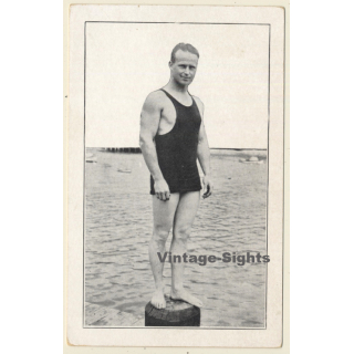 Record Apnoea Diver Harold Whitey Packman (Vintage PC ~1920s)