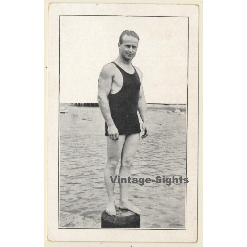 Record Apnoea Diver Harold Whitey Packman (Vintage PC ~1920s)