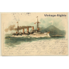 S.M. Kreuzer Gefion - Bai Von Neapel / Vesuv (Vintage PC 1898)