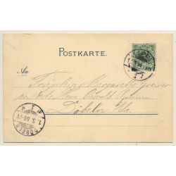 S.M. Kreuzer Gefion - Bai Von Neapel / Vesuv (Vintage PC 1898)