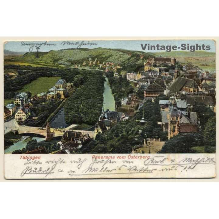 Tübingen Am Neckar: Panorama Vom Österberg (Vintage Relief PC 1908)