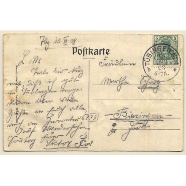 Tübingen Am Neckar: Panorama Vom Österberg (Vintage Relief PC 1908)