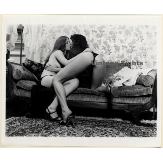Erotic Study By T.Liori: 2 Semi Nudes Kissing / Lesbian INT (Vintage Photo KORENJAK 1970s/1980s)