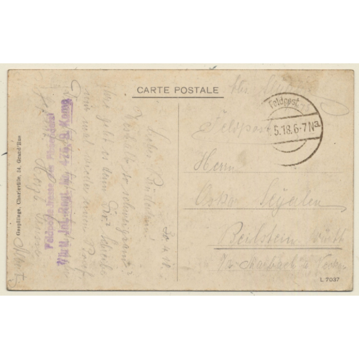 Mesières: Casernes Du Merbion / Barracks (Vintage PC 1918)