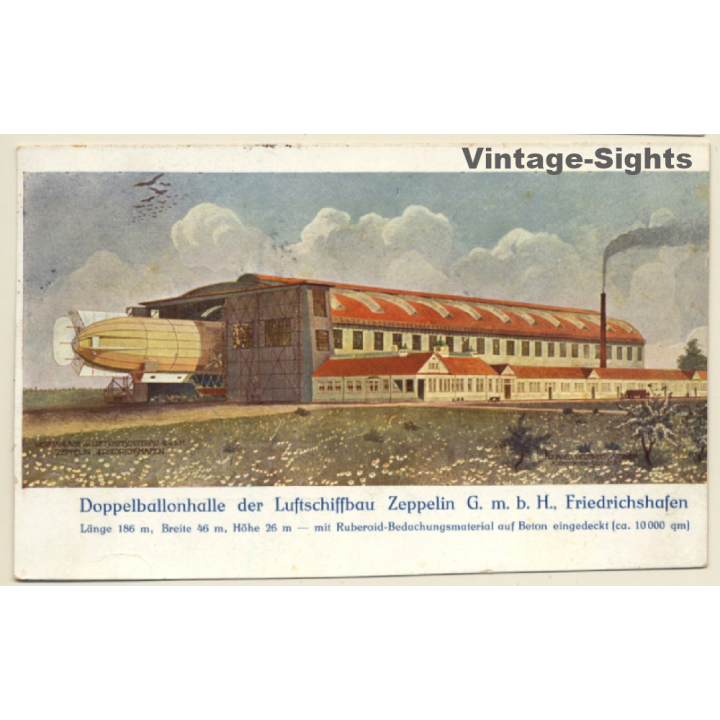 Friedrichshafen: Doppelballonhalle Luftschiffbau Zeppelin (Vintage PC 1913)