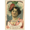 Art Nouveau Portrait Of Pretty Female (Vintage PC 1903)