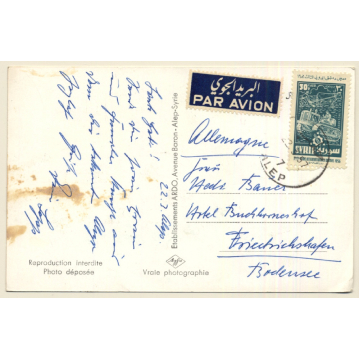 Syria: South West View Of Aleppo City (Vintage RPPC 1957)