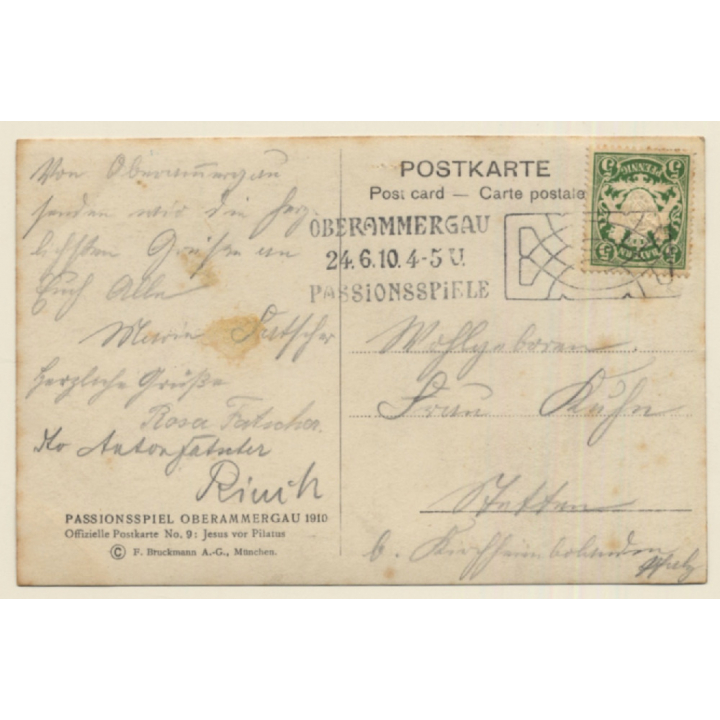 Passionsspiel Oberammergau 1910: Jesus Vor Pilatus (Vintage RPPC)