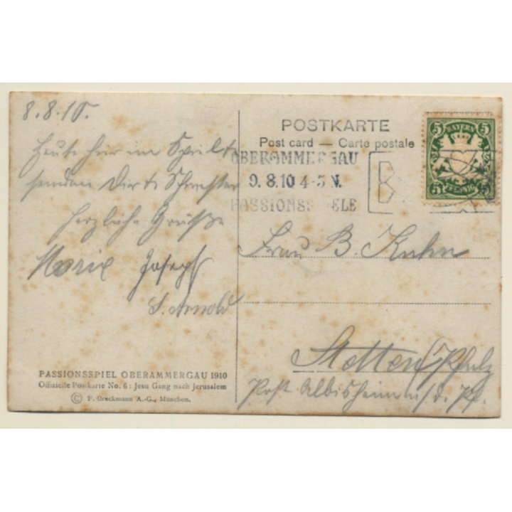 Passionsspiel Oberammergau 1910: Jesu Gang Nach Jerusalem (Vintage RPPC)