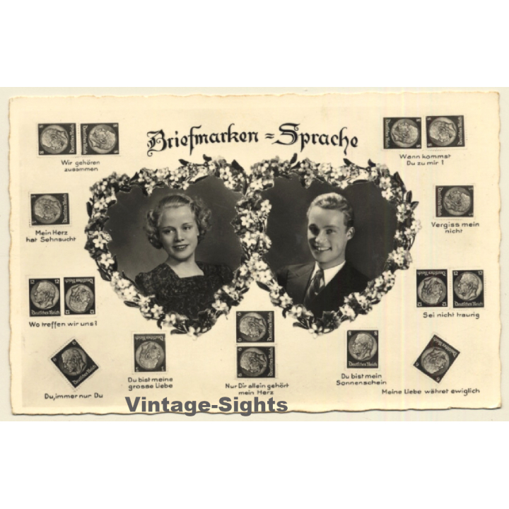 Briefmarken Sprache / Stamp Language *6 (Vintage PC 1930s/1940s)