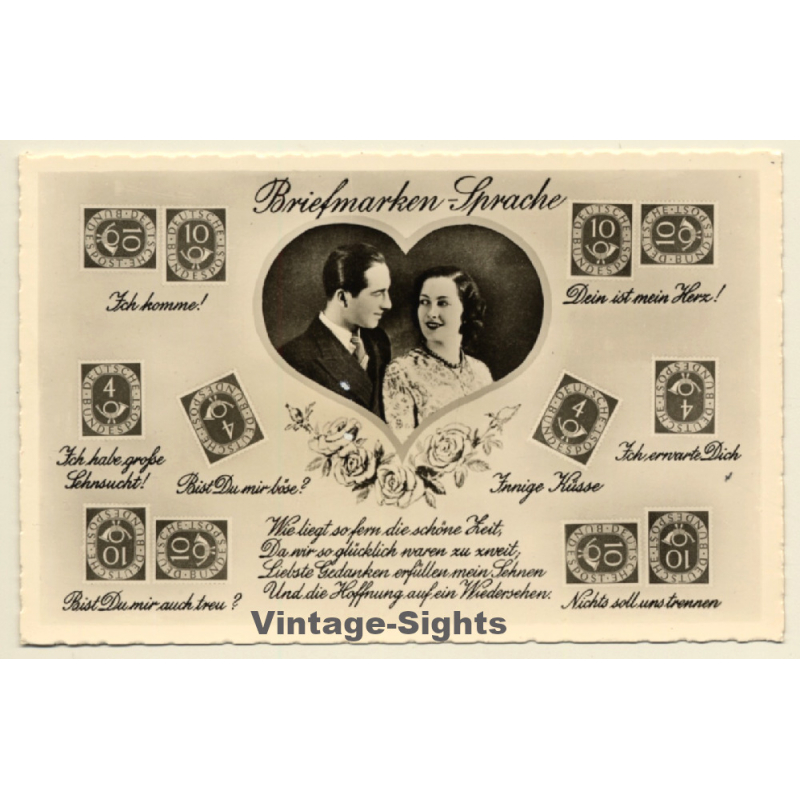 Briefmarken Sprache / Stamp Language *8 (Vintage PC 1950s)