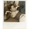 Erotic Study: Topless Dark-Skinned Woman On Couch / Tongue (Vintage Photo KORENJAK 1970s/1980s)
