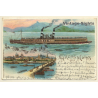 Mainz: Dampfschiff Wilhelm / Binnenschifffahrt (Vintage PC Litho 1901)
