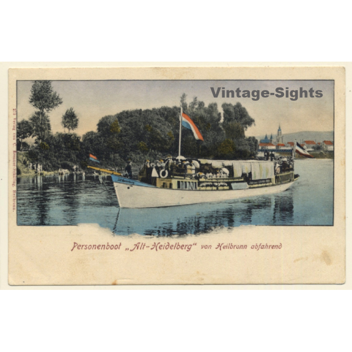 Heilbronn: Personenboot Alt-Heidelberg / Binnenschifffahrt (Vintage PC 1907)
