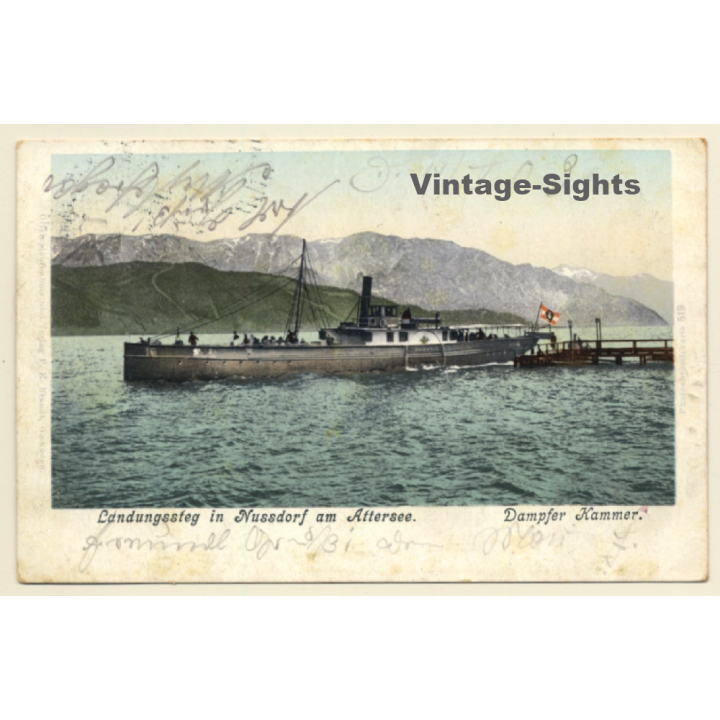 Dampfer Kammer / Landungssteg Nussdorf Attersee (Vintage PC 1903)