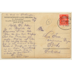 Norddeutscher Lloyd Bremen: Dampfer Columbus (Vintage PC 1927)