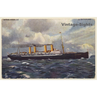 Hamburg - Amerika Linie: S/S Deutschland - Steamer (Vintage PC 1910s/1920s)