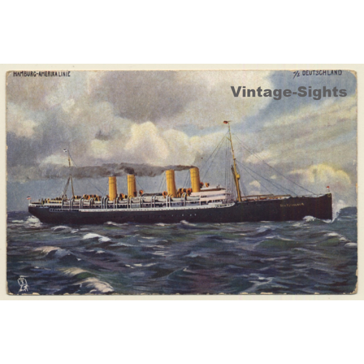 Hamburg - Amerika Linie: S/S Deutschland - Steamer (Vintage PC 1910s/1920s)