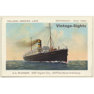 Holland - Amerika Linie: D.D. Rijndam / Steamer (Vintage PC 1914)