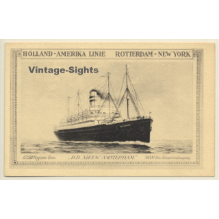 Holland - Amerika Linie: D.D. Nieuw Amsterdam / Steamer (Vintage PC 1910s/1920s)