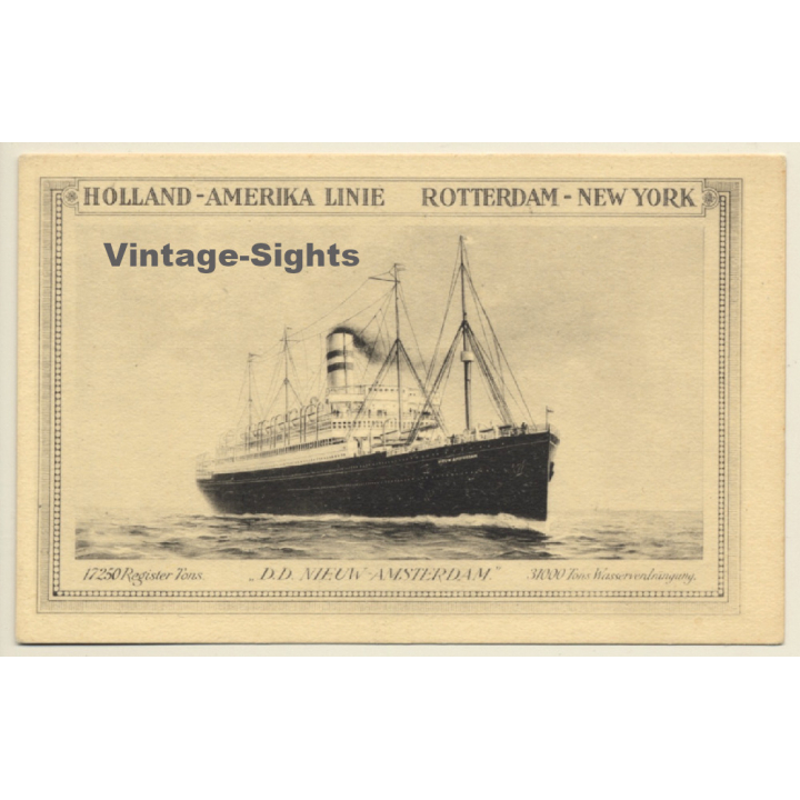 Holland - Amerika Linie: D.D. Nieuw Amsterdam / Steamer (Vintage PC 1910s/1920s)