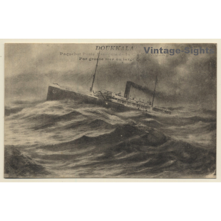 Paquebot Poste Francaise S.S. Doukkala / Steamer (Vintage PC)