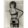 Funny Blonde Semi Nude Standing / Suspenders - Nylons (Vintage Photo GDR ~1980s)
